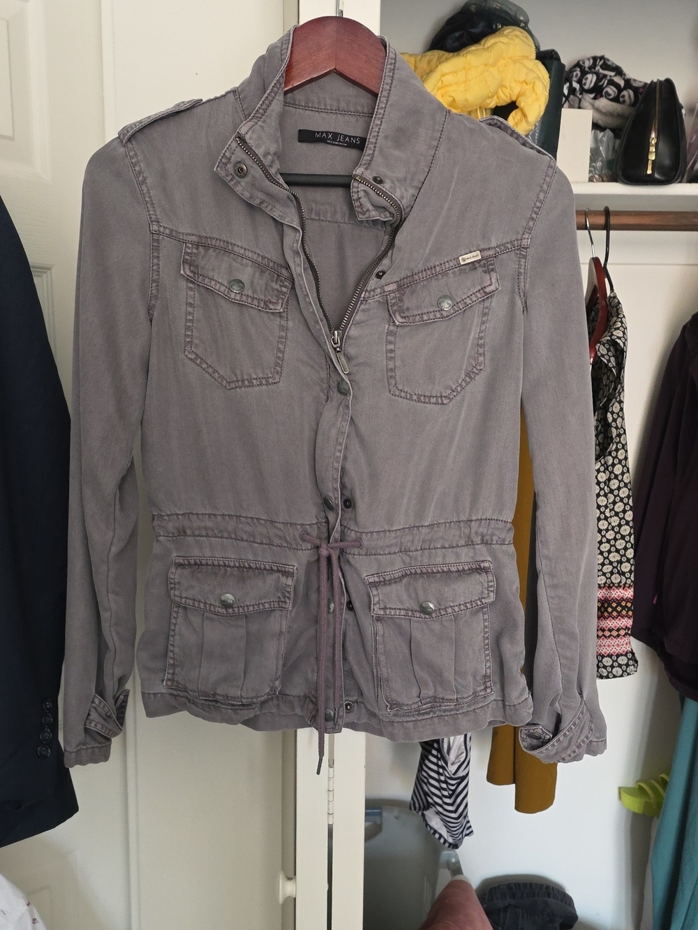 Max Jeans Gray Utility Drawstring Field Jacket